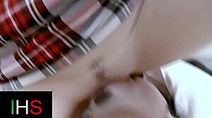 Two slutty girls get fucked hard in pussy and ass with cum in mouth