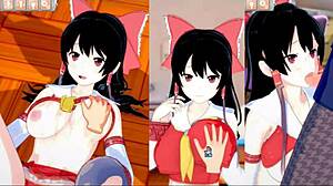 Reimu Hakurei Gets Intense Tit Rubbing in 3D Touhou Hentai