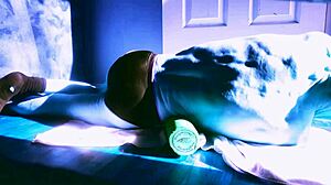 Sped Up Stretching On Floor With Roller And Briefs For Sun And Relief In Winter December 2021