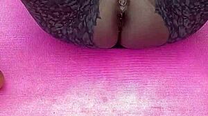 ebony milf’s morning workout with pussy spreading action outdoors.