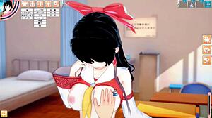 Reimu Hakurei Gets Intense Tit Rubbing in 3D Touhou Hentai