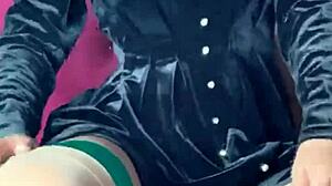 Mature Woman In Stockings Masturbates With Crystal Rod To Intense Orgasm