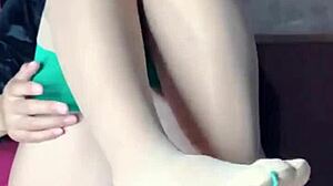 Mature Woman In Stockings Masturbates With Crystal Rod To Intense Orgasm