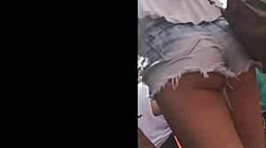 Watch the blonde's juicy ass in this candid hidden voyeur amateur video!