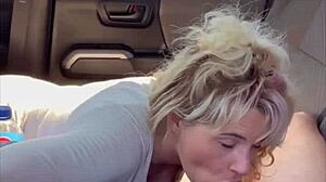 Ever seen a real blonde hooker give raw bareback in public?