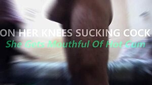 latina milf sucks cock on knees and gets facial