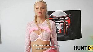 blonde slut, why betray your gf for landlord's huge cock?