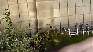 Ariana's outdoor facial contrasts her small tits