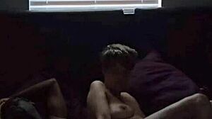 Big titty lesbian teases and rides huge BBC!