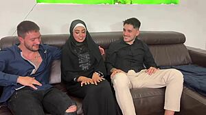 First Double Penetration for Aaliyah Yasin in Hijab Threesome - Hard Interracial?