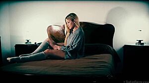 petite teen candice fingers herself with a flower 😍