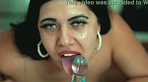 Latina slut shows how i suck glass cock for photographer