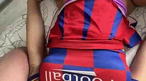 Hot Cheerleader With Big Ass Fucks Two Cocks In Threesome