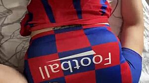 Hot Cheerleader With Big Ass Fucks Two Cocks In Threesome