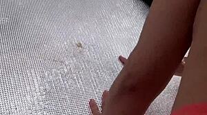 asian slut rocks outdoor threeway with uncensored creampie action