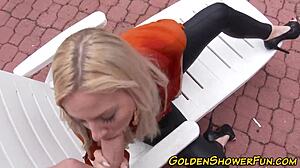 Pee sluts with big tits juggs jizzed in outdoor blowjob cumshot fetish