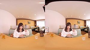 in vr, girlfriend exposes tits in family restaurant, changes into perverted underwear, gets toy orgasm with anal exposed, then raw sex in various positions ending with creampie