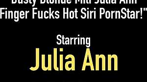 Busty Blonde MILF Julia Ann Fingers Hot Siri Pornstar in Steamy Lesbian Play.
