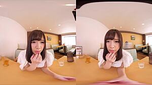 in vr, girlfriend exposes tits in family restaurant, changes into perverted underwear, gets toy orgasm with anal exposed, then raw sex in various positions ending with creampie