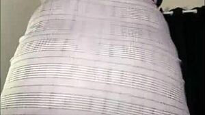 sexy fat ass sways in fishnets, flashing her curvy body close up