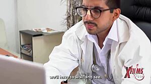 surgeon fucks the busty redhead in panties