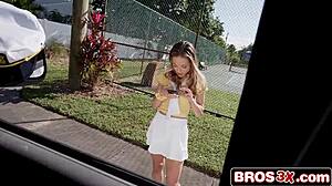 athletic tennis babe gets picked up and ass-fucked for cash