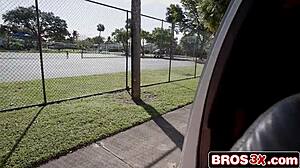 athletic tennis babe gets picked up and ass-fucked for cash