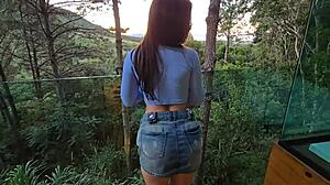 Took Young Girl to Mountain Chalet for Outdoor Fucking