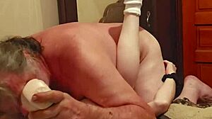 Drunk Play with Big Dildo Stretches Ass and Pussy Hard