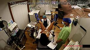 Nurse Melany Lopez spreads her ass for close-up vibrator play