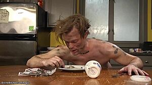 Sexy mistress dominates married man with rough strapon play
