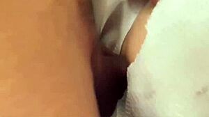 Stepma showering behind glory hole curtain, I can’t resist this taboo fuck