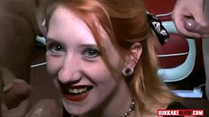 Blonde pornstars Monica and Linda get bukkake facials