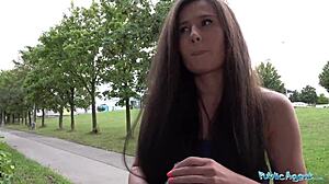 I saw Lara Fox get her skinny ass covered in spunk outdoors by public agent.