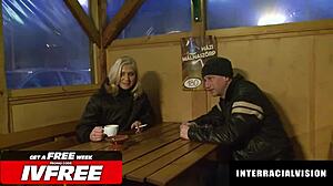 babe enjoys boyfriend's licks in group interracial setting