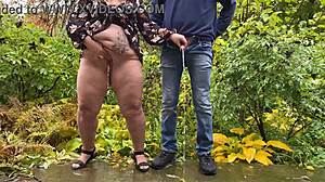 Mature couple gets wet and wild with public peeing fetish fun.