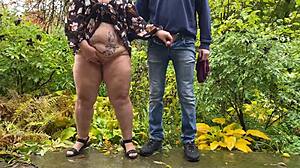 Mature couple gets wet and wild with public peeing fetish fun.