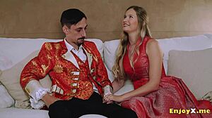 busty towheaded slut with massive jugs and shaved pussy does muff diving and hard-on gargling.