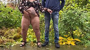 Mature couple gets wet and wild with public peeing fetish fun.