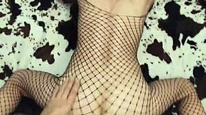 Amateur Couple Fucks Anal With Monster Cock In Stockings