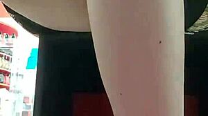 After Workout, Stepsister Tries On Shoes In Store, Showing Dirty Feet And Panties To Voyeur