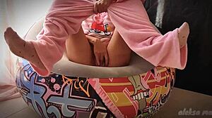 this skinny teen is masturbating her pussy and squirting so hard