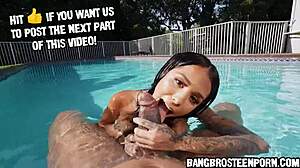 Sexy Latina teen 18+ contrasts her petite frame with a monster black cock, sucking and fucking intensely