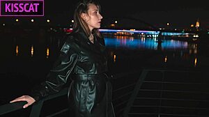 stunning hottie with tattooed big tits in leather coat gets pounded hard pov until creampie.