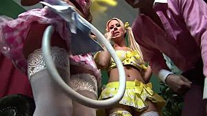 Man Enjoys Wild Sex with Two Stunning Babes in Lingerie