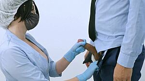 Nurse Tests Big Dick for Sperm Analysis with Prostate Massage.