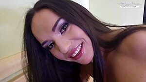 Petite Nataly Gold takes it deep in intense scene.