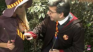 newly minted blonde sorceress dives into wild orgy riding huge cock