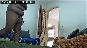 Hidden Camera Catches Maid Cleaning Naked with Huge Assets.