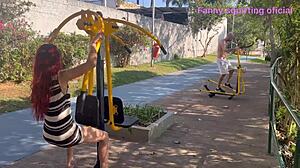 wife shows her ass in crowded park public display